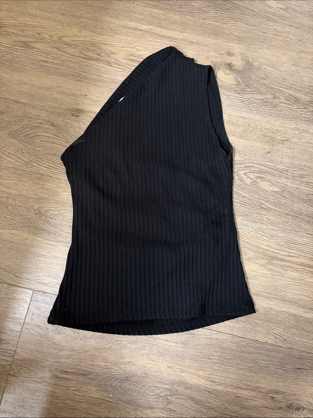Zara Black One-Shoulder Ribbed Top - Picture 6 of 6
